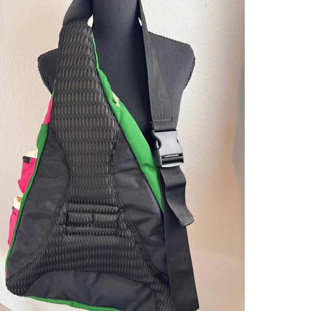 Tommy Hilfiger Sling Backpack Pink Green Crossbody Travel Bag Y2K Colorblock
